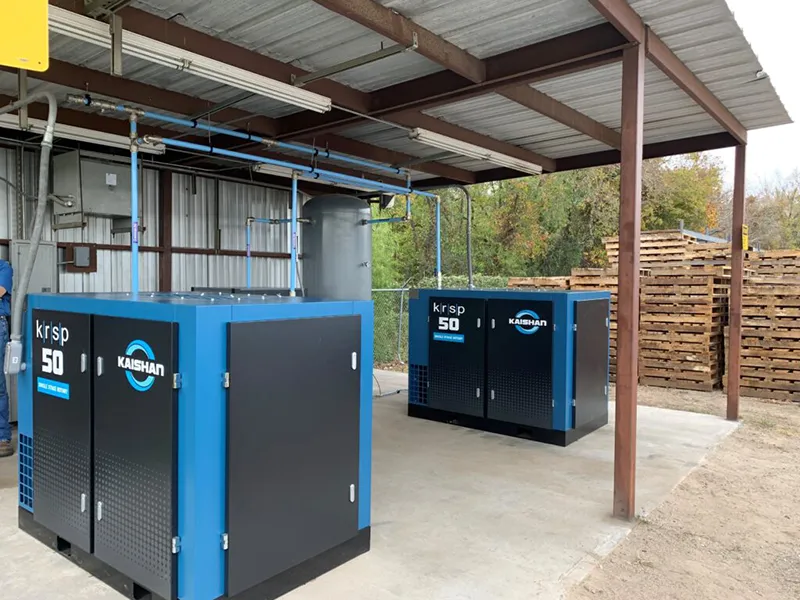 Two Kaishan Air compressors installed outdoor