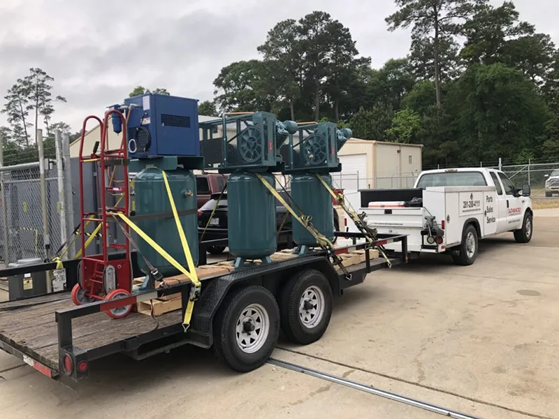 Air Compressors loaded up on delivery truck